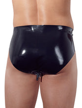 Laden Sie das Bild in den Galerie-Viewer, Latex Herrenslip mit aufpumpbarem Plug - Weiblichkeit mit Stil