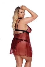Laden Sie das Bild in den Galerie-Viewer, rot/schwarzes Babydoll, in Übergrößen
