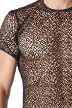 Laden Sie das Bild in den Galerie-Viewer, schwarzes Netz Herrenshirt - Weiblichkeit mit Stil