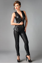 Laden Sie das Bild in den Galerie-Viewer, schwarzes Wetlook- Damencatsuit - Weiblichkeit mit Stil