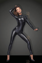 Laden Sie das Bild in den Galerie-Viewer, schwarzer Powerwetlook Damenoverall - Weiblichkeit mit Stil