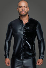 Laden Sie das Bild in den Galerie-Viewer, Langärmliges Powerwetlook & PVC Herrenhemd H064