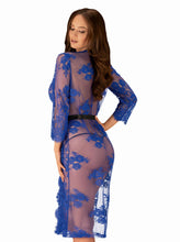 Laden Sie das Bild in den Galerie-Viewer, Kobaltfarbener Kimono aus Spitze