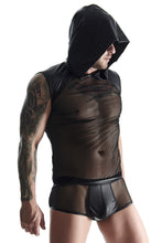Laden Sie das Bild in den Galerie-Viewer, Herrenshirt schwarz mit Kapuze