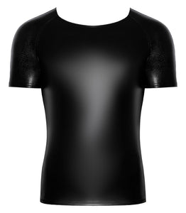 Men's shirt made of power wet look with 3D mesh inserts
