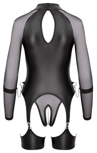 Women's coat, in plus sizes, made of black lacquer