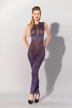Laden Sie das Bild in den Galerie-Viewer, NEU lilafarbenes gestreiftes Datex Damenkleid