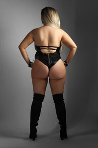NEU Damenbody, in Übergrößen Wetlook Halter Teddy