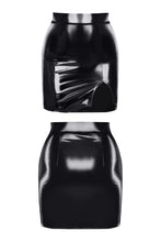 Load image into Gallery viewer, NEU schwarzer halblanger Lack-Damenrock TDEulalia