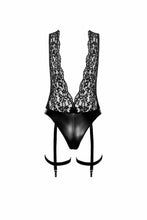 Laden Sie das Bild in den Galerie-Viewer, NEU Deep - V - Damenbody mit Halsband, Perlenkette und Strumpfband der Kollektion LIBIDO