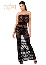 Laden Sie das Bild in den Galerie-Viewer, NEU Bondage - Damenkleid schulterfrei lang F358