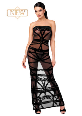 NEU Bondage - Damenkleid schulterfrei lang F358