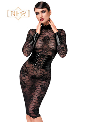 NEU Noirelle Spitzencorsagen-Midi- Damenkleid F375