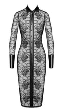Laden Sie das Bild in den Galerie-Viewer, NEU Noirelle Spitzen-Midi-Damenkleid mit Knöpfen F378