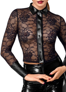 NEU Noirelle Spitzen- Damenshirt mit Knöpfen F377