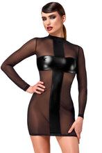 Load image into Gallery viewer, Crossfire Netz und Wetlook Mini- Damenkleid F369