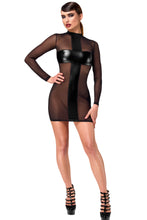 Load image into Gallery viewer, Crossfire Netz und Wetlook Mini- Damenkleid F369