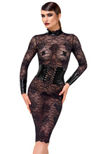 Load image into Gallery viewer, halblanges Damenkleid Noirelle aus Spitze F375
