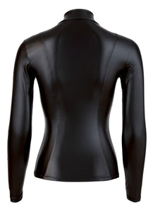 Wetlook long-sleeved women's top with zipper