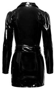 Women's coat, in plus sizes, made of black lacquer