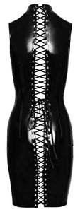 Women's dress, in plus sizes, made of vinyl with lacing