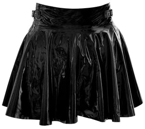 Mini women's skirt, in plus sizes, made of vinyl