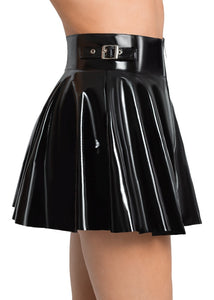 Mini women's skirt, in plus sizes, made of vinyl