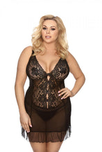 Load image into Gallery viewer, black negligee, in plus sizes