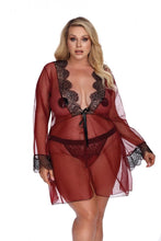Load image into Gallery viewer, dark red dressing gown, plus sizes