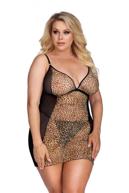 leo-colored babydoll, in plus sizes
