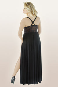 schwarzes langes Kleid, in Übergrößen - Weiblichkeit mit Stil