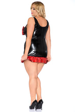 Load image into Gallery viewer, schwarz/rotes Wetlook-Kleid, in Übergrößen - Weiblichkeit mit Stil