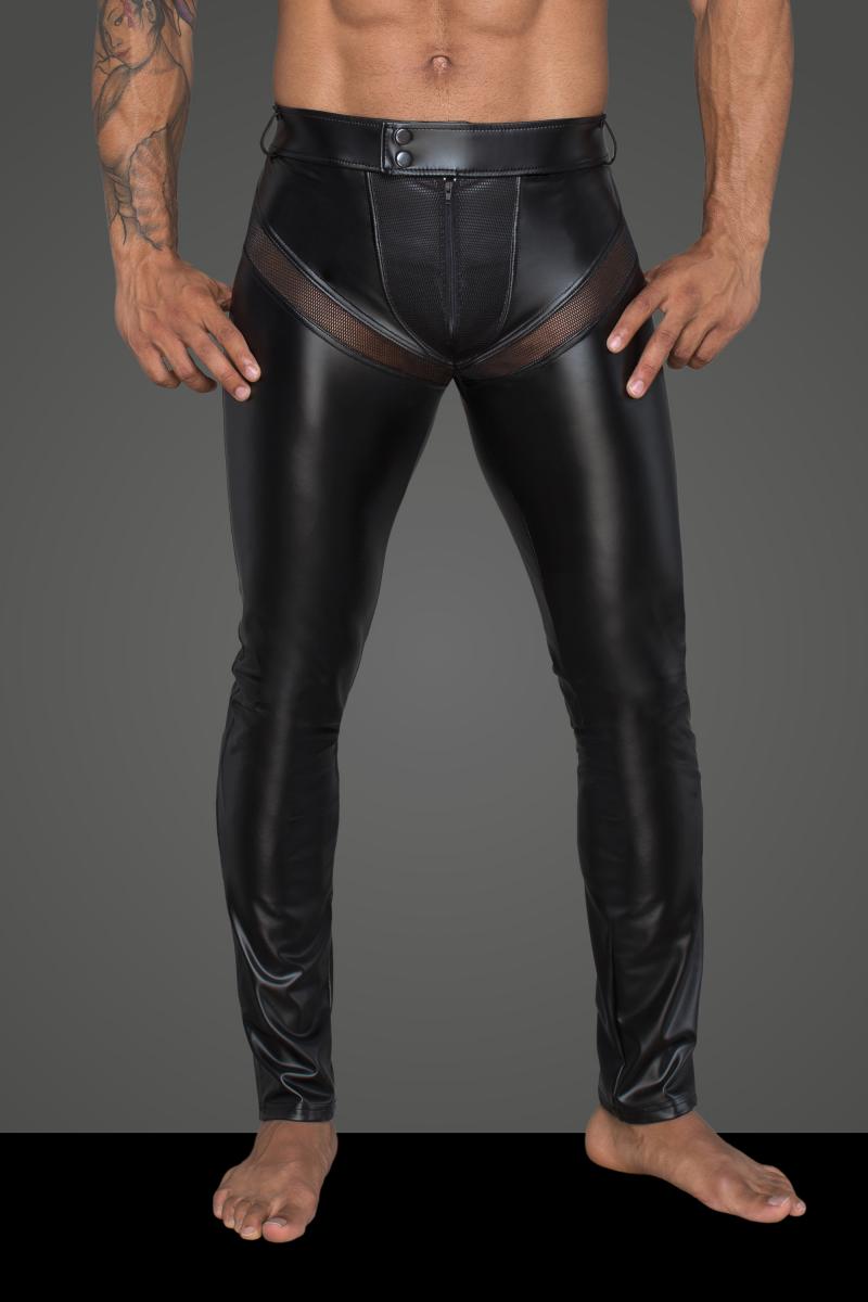 Powerwetlook-Herrenhose mit Einsätzen und Taschen aus 3D-Netz - Weiblichkeit mit Stil