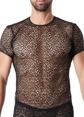 schwarzes Netz Herrenshirt - Weiblichkeit mit Stil