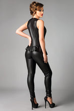 Laden Sie das Bild in den Galerie-Viewer, schwarzes Wetlook- Damencatsuit - Weiblichkeit mit Stil