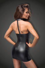 Load image into Gallery viewer, schwarzes Powerwetlook Kleid mit Ecoleather cups - Weiblichkeit mit Stil