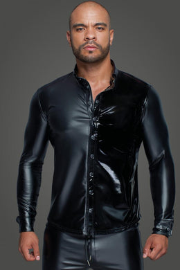 Long sleeve Powerwetlook & PVC men's shirt from Noir Handmade MissBehaved Collection