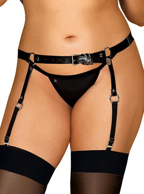 Adjustable garter belt, plus sizes on patent leather - For curves