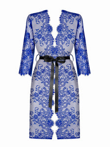 Kobaltfarbener Kimono aus Spitze