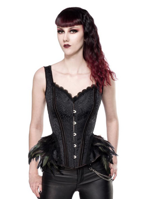 Ausgestelle Gothic-Corsagen aus Brokat und Federn 90003