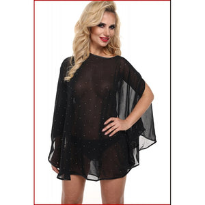 Chiffon women's dress, in plus sizes with metal applications