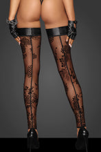Load image into Gallery viewer, Tulle stockings with patterned flcok embroidery from the Fuck Fabulous Collection