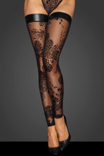 Load image into Gallery viewer, Tulle stockings with patterned flcok embroidery from the Fuck Fabulous Collection
