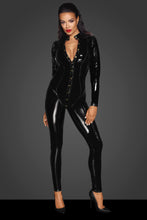 Load image into Gallery viewer, Long PVC women&#39;s jumpsuit with button placket from the Fuck Fabulous Collection