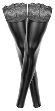 Load image into Gallery viewer, black Powerwetlook stockings, oversize with lace top