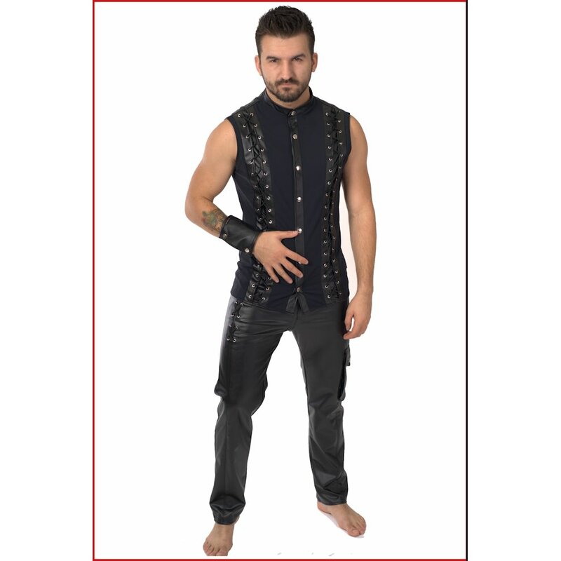Men's faux leather trousers in 2 lengths