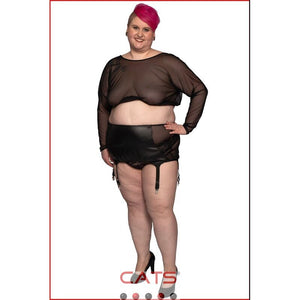 Suspender belt, in plus sizes, made of tulle